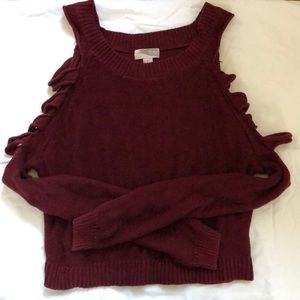 Maroon Sweater with Cutouts